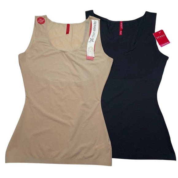 Spanx Set of Two Size Large Shapewear Thinstincts Tanks in Nude and Black NWT - Picture 3 of 16